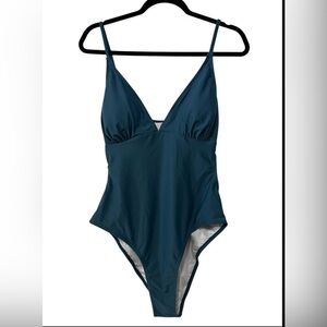CUPSHE Women Crisscross Back Ruched One Piece Swimsuit Cut Out V Neck High E4